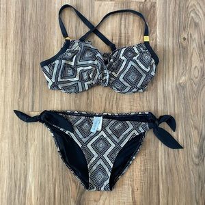 Turquoise Couture Black & Gold 2 piece Bikini set